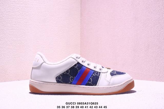 Gucci men's and women's shoes are made of a spliced, breathable cotton upper wit