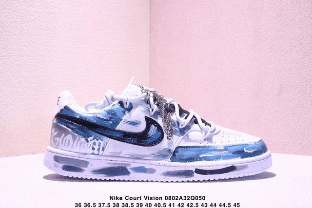 Corporate-level Nike Court Vision 1 Low "Phantom Cross" Hand-painted Graffiti C
