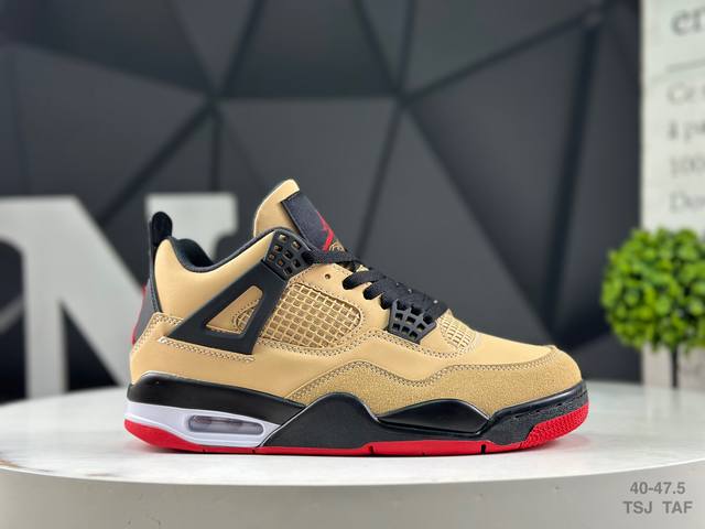 Air Jordan 4 Retro Desert Yellow, Black, and Red Michael Jordan Aj4 mid-top retr