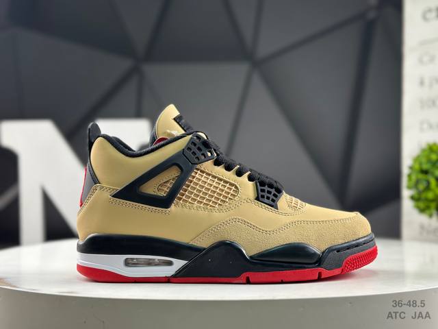 Air Jordan 4 Retro Desert Yellow Black and Red Michael Jordan Aj4 generation mid
