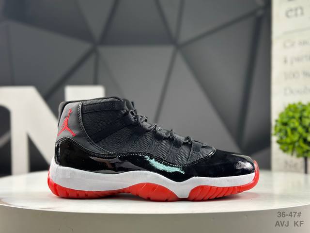 Nike Air Jordan 11 Concord Aj11 Joe 11 high-top red, black and white patent lea