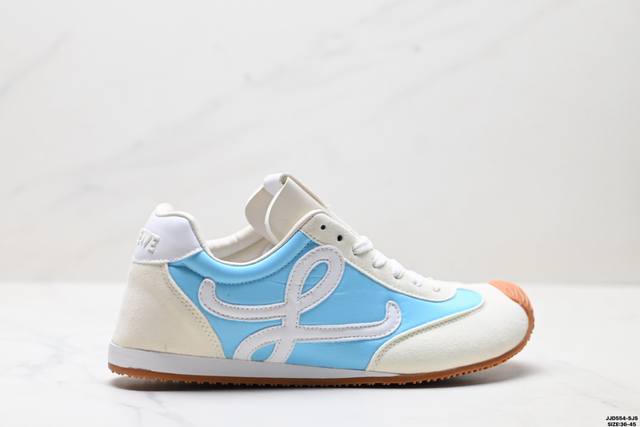 Genuine Loewe Ballet Runner calfskin round toe lace-up low-top casual shoes Ite
