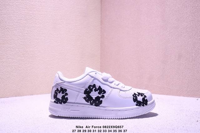 22-37 children's shoes all white painted Nike Air Force 7 Air Force One low-top