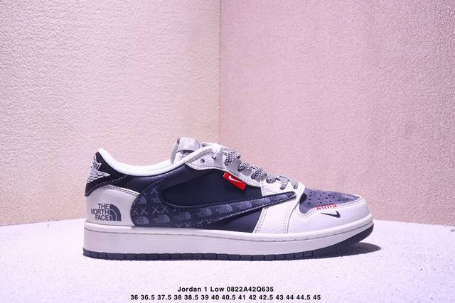 High-end custom Travis Scott x Jordan 1 Low "The North Face co-branded printed b