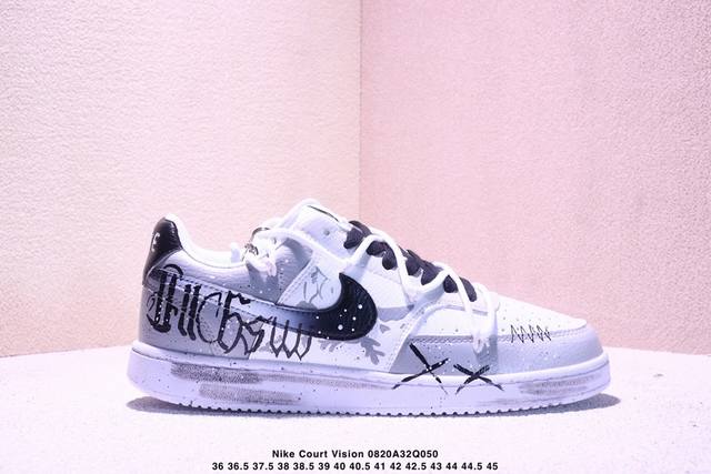 Corporate-level Nike Court Vision 1 Low "Phantom Cross" Hand-painted Graffiti C