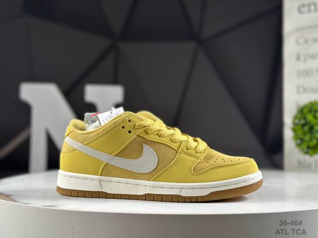 Corporate-grade half-size Nike SB Dunk Low Saturn Gold Warm Sun Yellow Low-top