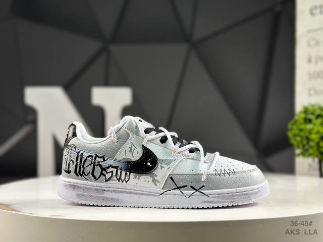 Nike Court Vision Low Hand-Painted Graffiti Casual Sneakers. This low-top, vers