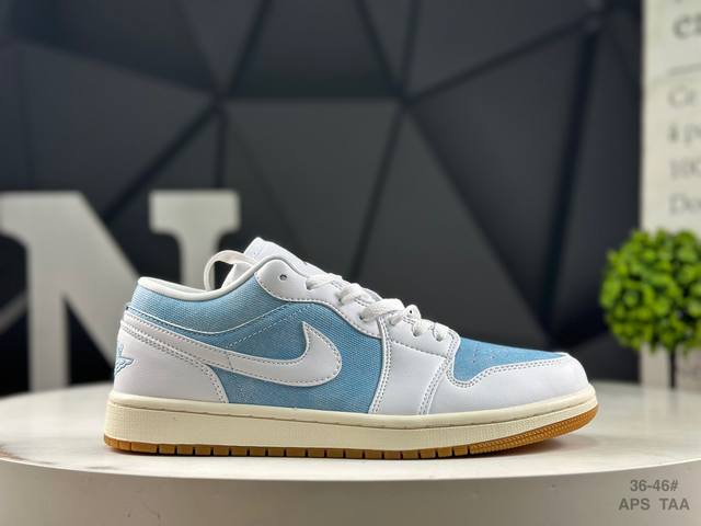 Nike Air Jordan Aj1 Low low-top denim blue and white brand new assembly line pro