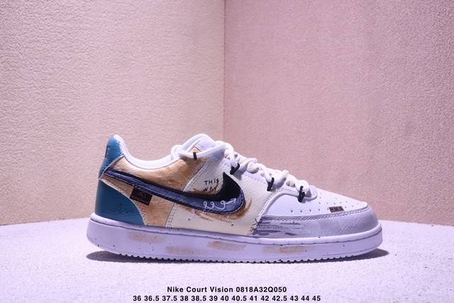 Corporate-grade Nike Court Vision 1 Low "Phantom Cross" Hand-painted Graffiti C