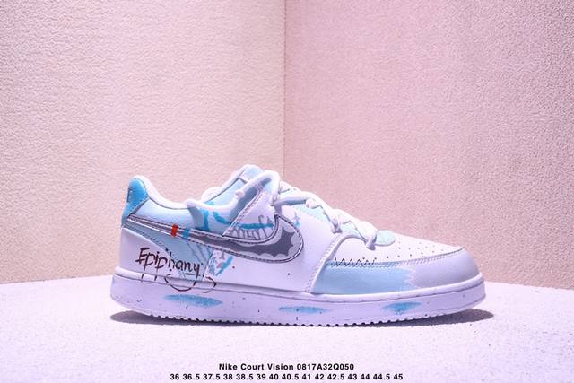 Corporate-grade Nike Court Vision 1 Low "Phantom Cross" hand-painted graffiti c