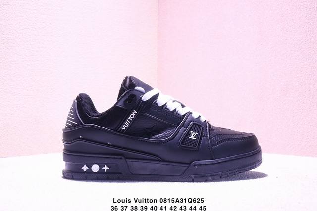 Louis Vuitton men's and women's shoes, made of lychee-grained fiber leather and
