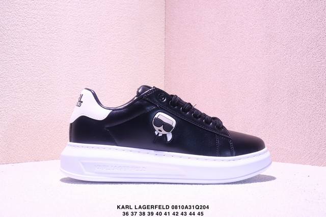 Karl Lagerfeld Kapri leather round toe lace-up cartoon character print low-top s