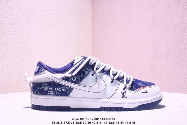 Overseas hit limited edition sale! Nike SB Dunk Low "LV joint blue dark flower