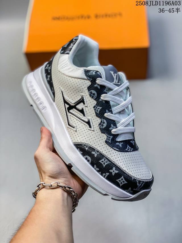 Louis Vuitton Lv men's shoes Classic sneakers lace-up letter running shoes blac