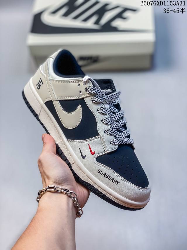 Overseas hit limited edition! Nike SB Dunk Low "Burberry co-branded white and b