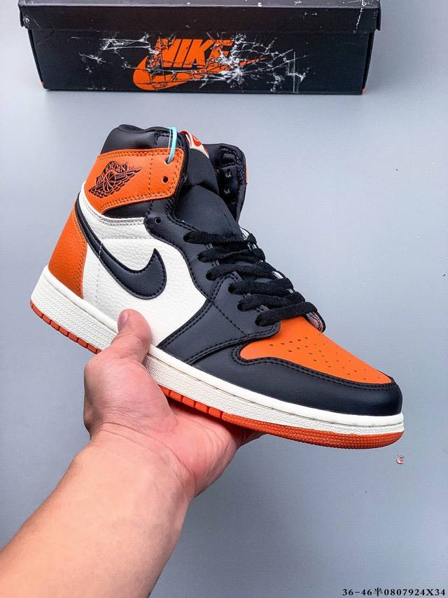 Company-grade top-grade leather! Air Jordan 1 high-top, trendy, cushioned sport