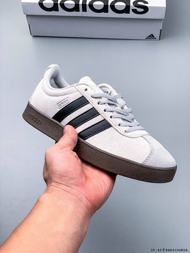 Adidas Neo Vl Court 2.0 Trefoil fashionable sneakers, T-toe, suede, non-slip, we