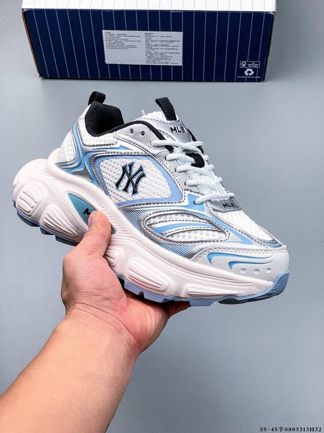 Company Level! Mlb Chunky Liner Thick-soled Casual Running Shoes Ny Printed Brea