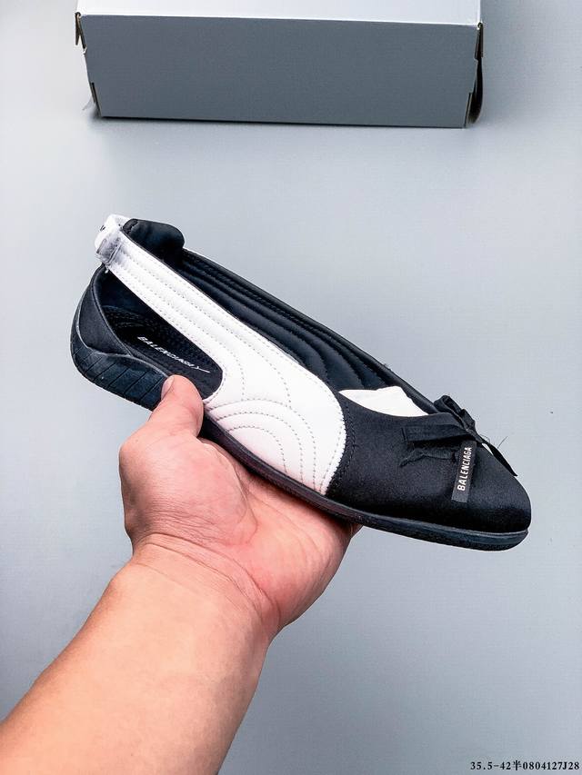Company Level! Balenciaga x Puma Speed Satin Round Toe Velcro Distressed Ballet