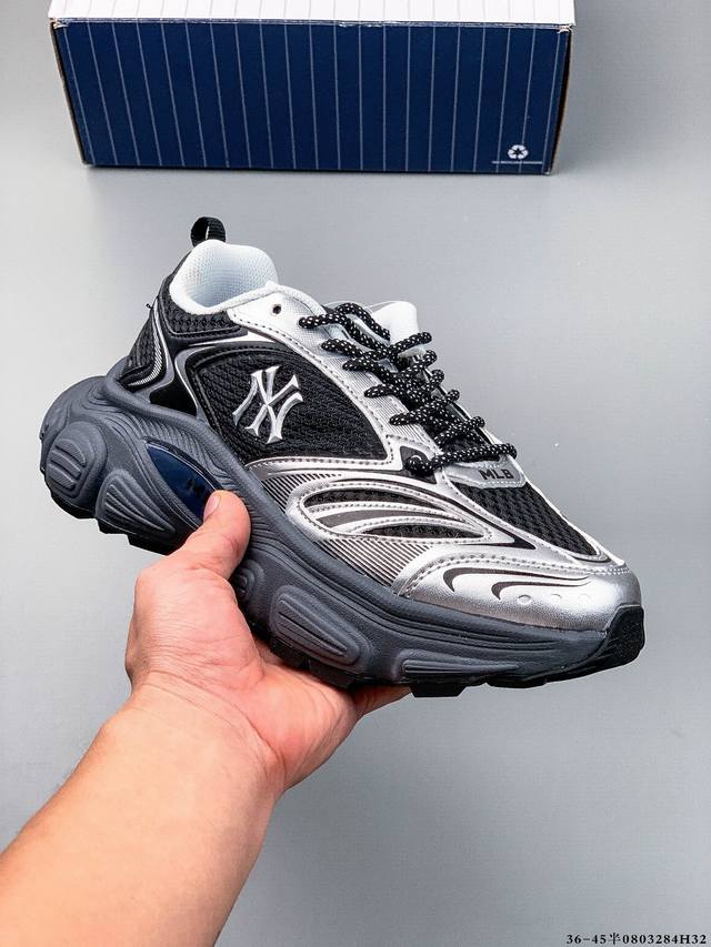 Company Level! Mlb Chunky Liner Thick-soled Casual Running Shoes Ny Printed Brea