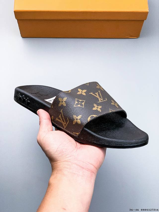 Company-level L Louis Vuitton Waterfront Mule Slides printed summer fashion wear