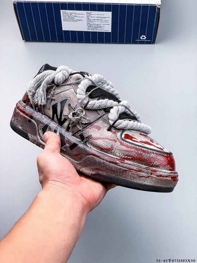 Corporate Level Customized Sneakers] Mlb New York Yankees Trend Code Street Gra