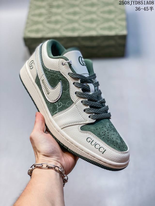 Limited sale! Air Jordan 1 Low Aj1 Qiao 1 low-top casual sneakers, "white and gr