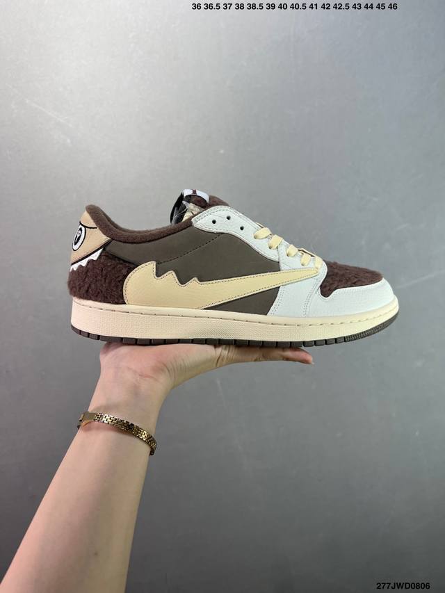 Company-level Aj1 inverted hook Travis Scott X Air Jordan 1 "Reverse Mocha" Aj1