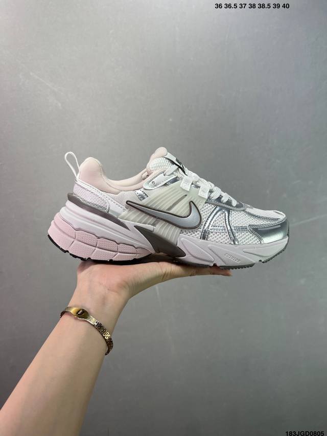 Nike V2K Run running shoes are retro and breathable mesh sneakers in gray and si