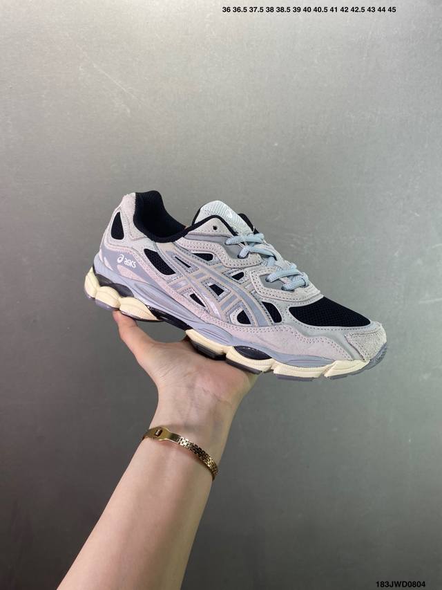 Company-level Asics Gel-Nyc breathable mesh upper with some synthetic leather ma