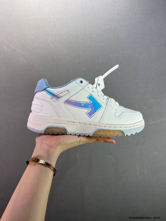 Company-level Off-White new round-toe lace-up low-top sports white shoes running