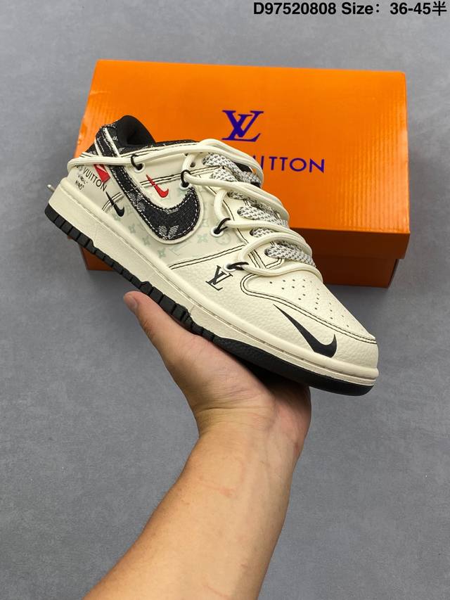 Nike SB Dunk Low Lv joint beige strap black hook anniversary high-end customized