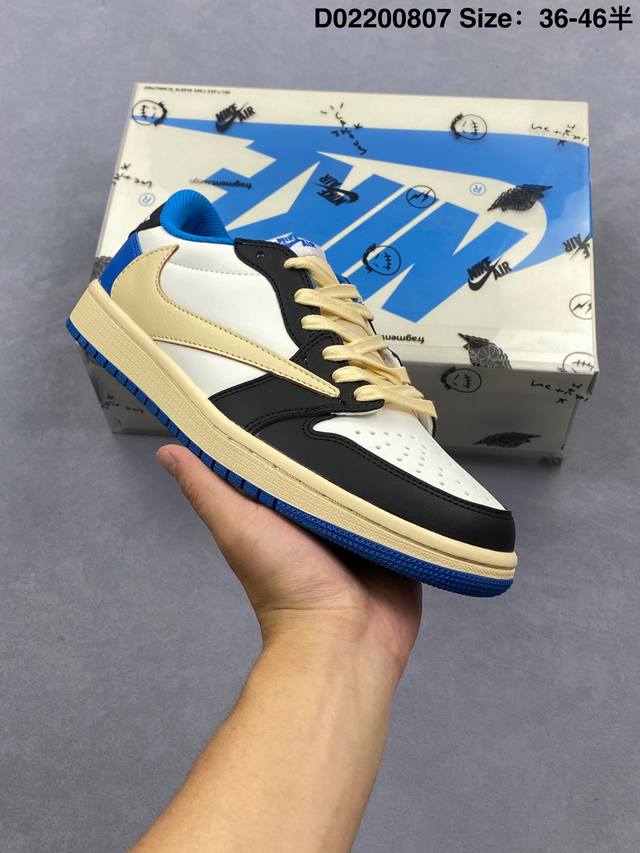 The Jordan Fragment x Travis Scott x Lv Air Jordan 1 Low three-way collaboratio