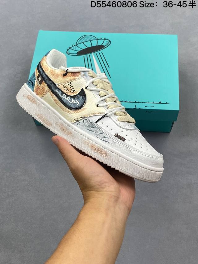 Corporate-grade Nike Court Vision 1 Low "Phantom Cross" hand-painted graffiti c