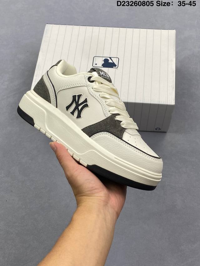 Mlb Chunky Liner Mid Classic Monogram thick-soled casual shoes Ny printed limite