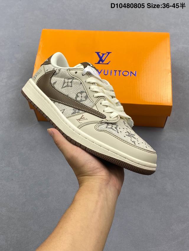 Ts X Air Jordan X Louis Vuitton Aj1 Low Hook Low-top LV Joint - Off-white Gray S
