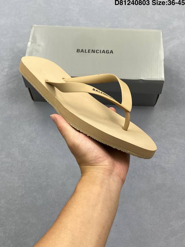 Balenciaga round toe flip-flops men's beige Size: as shown Item number: 812925 C