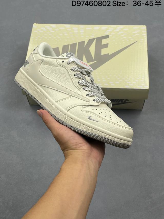 Aj1 Travis Scott x Air Jordan 1 "Reverse Mocha" Aj1 Joe 1 Ts Lightning Low-top C