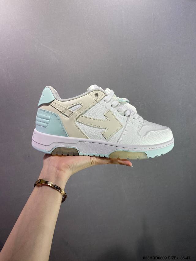 Company-level Off-White new round-toe lace-up low-top sports white shoes running