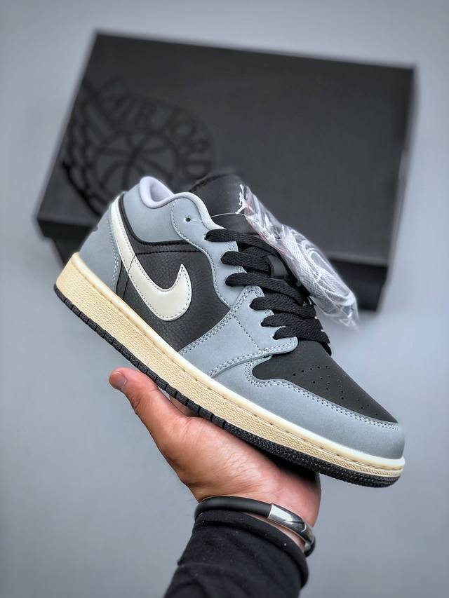 Air Jordan 1 Low Se Joe 1 gray and black low-top cultural casual sneakers Hq2010