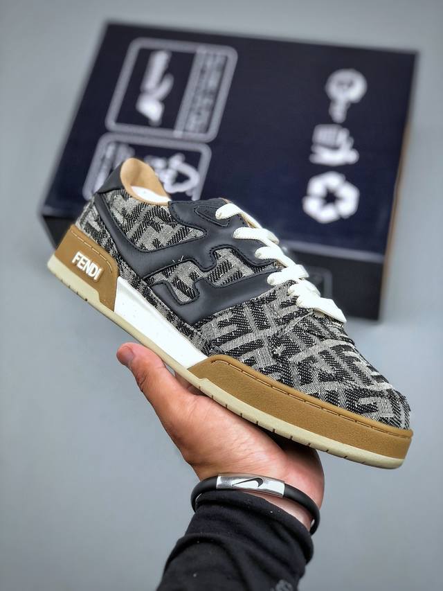 Original high-end quality Fendi Match round-toe thick-soled low-top sneakers fr
