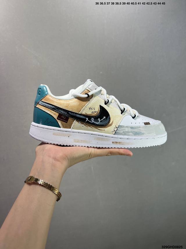 Corporate-grade Nike Court Vision 1 Low "Phantom Cross" hand-painted graffiti c