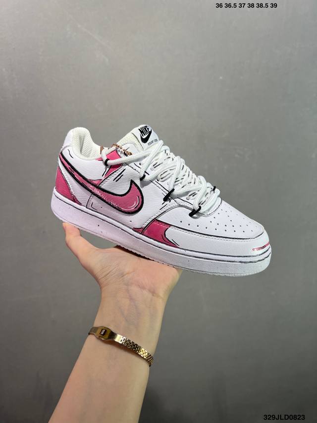 Corporate-grade Nike Court Vision 1 Low "Phantom Cross" hand-painted graffiti c
