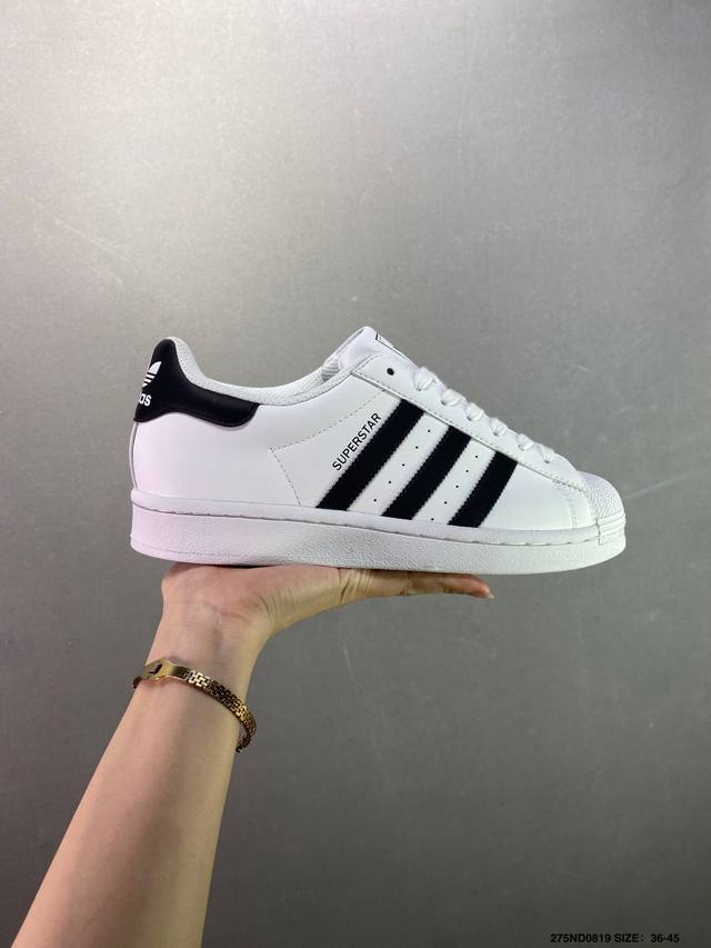 Adidas Originals Superstar 2 white and black retro trend non-slip wear-resistant
