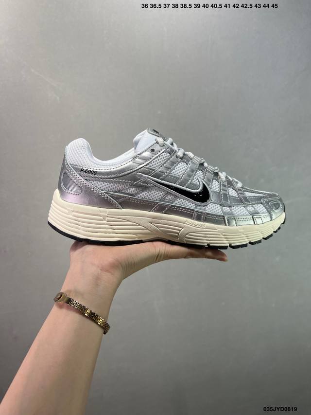 The company-grade Nike P-6000 women's running shoes feature red hooks on both t
