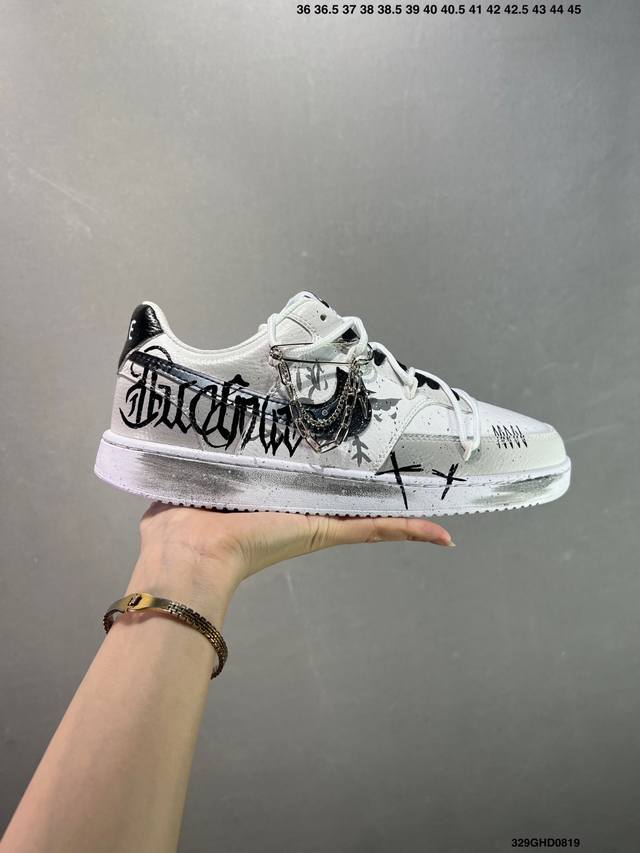 Corporate-grade Nike Court Vision 1 Low "Phantom Cross" hand-painted graffiti c