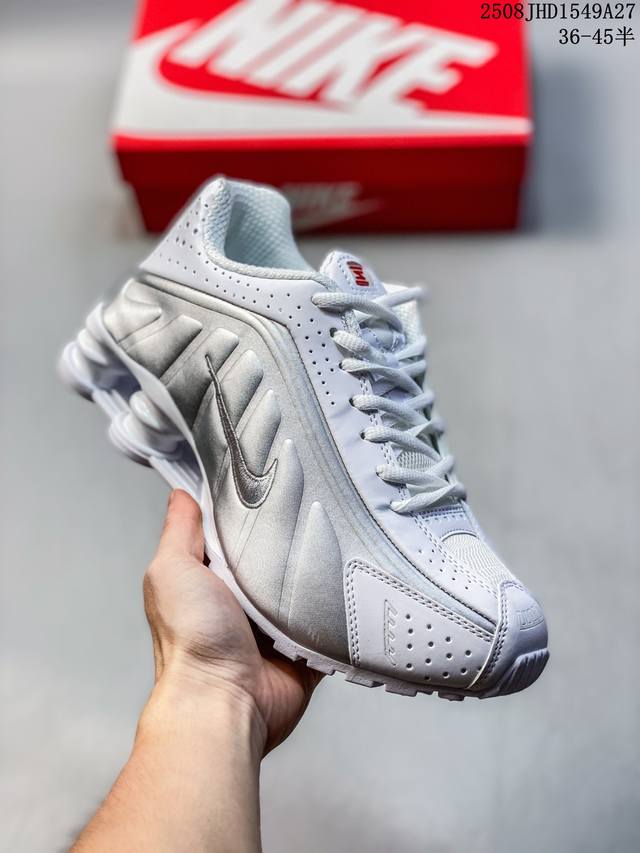 Nike Shox R4 low-top white cushioning sports casual running shoes for men and wo