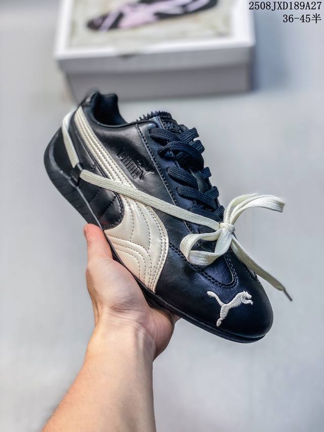 Puma Speedcat Black and White Rose Same Style Thin Sole German Training Casual R