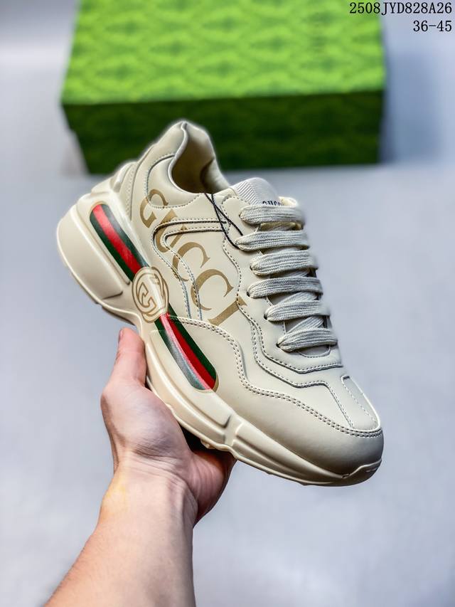 Gucci Distressed Screener Sneaker, a classic prototype from the Gucci dirty shoe