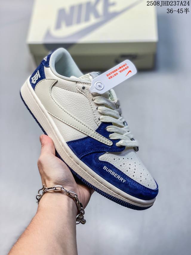 Company-level Nike Air Jordan 1 X Travis Scott Aj1 reverse hook Qiao Yi reverse